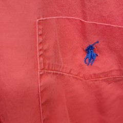 Polo Ralph Lauren Blake 100% Cotton Red Button Up Shirt VTG Short Sleeve Medium