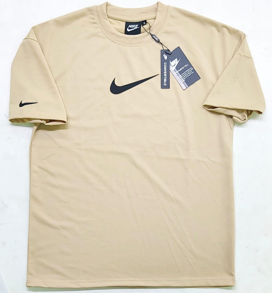 Nike Men’s Beige Synthetic Logo Crew Neck Short Sleeve T-Shirt Size L