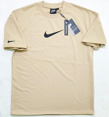 Nike Men’s Beige Synthetic Logo Crew Neck Short Sleeve T-Shirt Size L