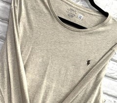 Polo Ralph Lauren Mens XL Classic-Fit Jersey Long-Sleeve T-Shirt Khaki Pony Logo