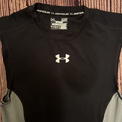 Mens Under Armour Heat Gear Black Grey Sleeveless Compression Size Small