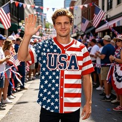 USA Flag Print Baseball Jersey Patriotic American Team Shirt Adult & Youth Sizes