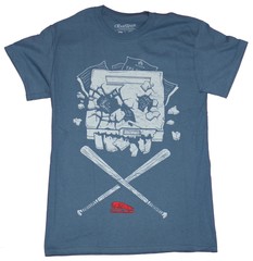 Office Space Mens T-Shirt- Crossed Bats Smashed Printer Pic