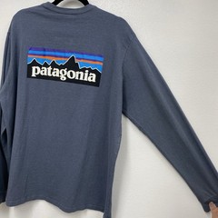 Patagonia Responsibili-Tee Blue Logo Graphic Jersey Crew L/S Tee Men XL