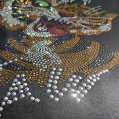 New Men Luxury Diamond Tiger Rhinestones Fashion Black White T-Shirt