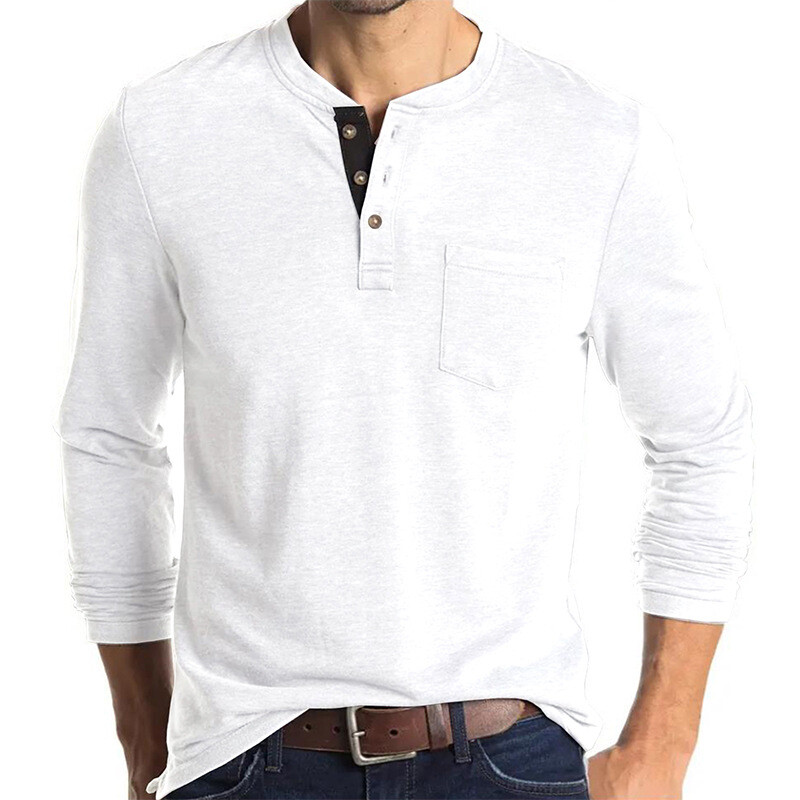Zonbailon men’s t-shirt solid color crew neck men’s base shirt long sleeve