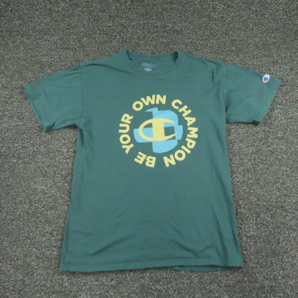 Champion Shirt Mens Medium Green Be Your Own Champion Graphic Tee Motivational