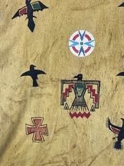 Vintage Factory Artwear Beaded Aztec Native American Totem Shirt Size Large