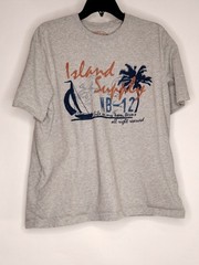 Caribbean Mens Size Medium Color Grey Short Sleeves Graphic Crew Neck T Shirt