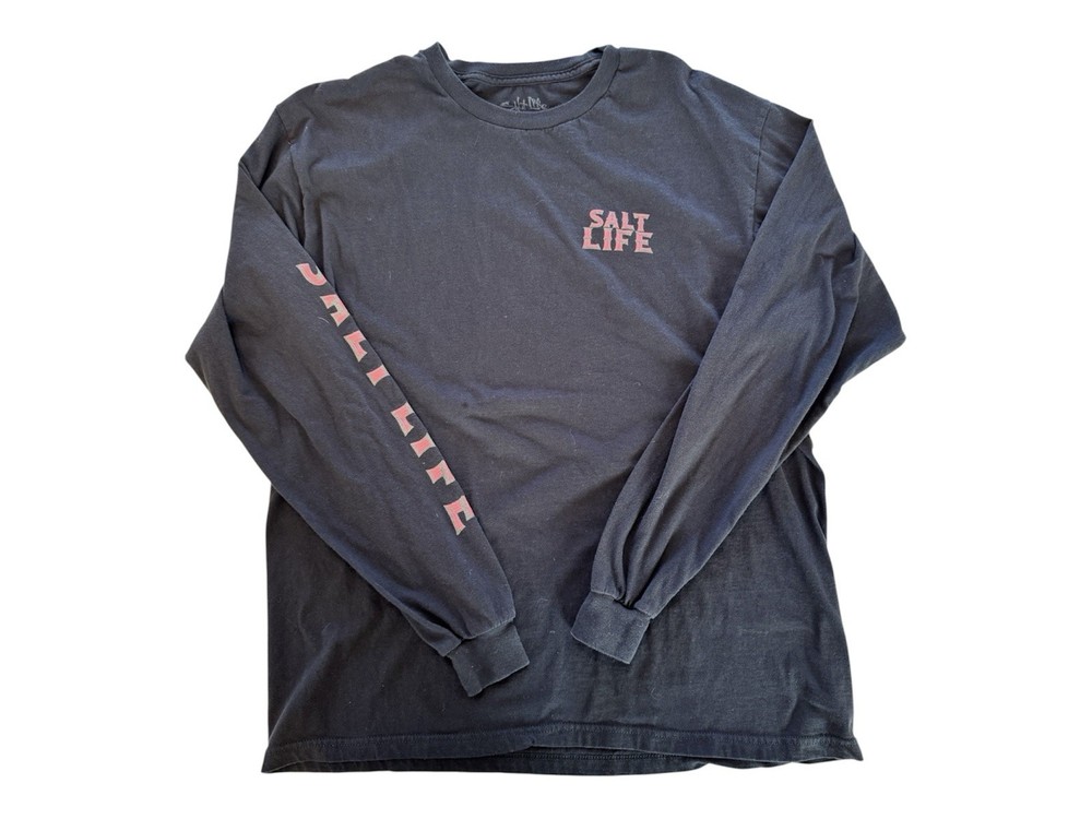 Salt Life Black “Underwater Alien” Long Sleeve T-Shirt Men’s L Octopus Captain