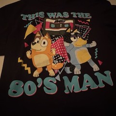 BLUEY ADULT T-Shirt Medium 80’s Man Cassette Tape Bandit and Chilli