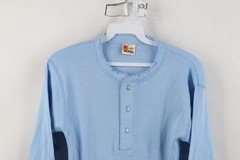 Vtg 80s 90s Streetwear Mens Medium Blank Thermal Ribbed Knit Henley T-Shirt USA