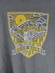 Eddie Bauer Outdoor Art Mountains Sun Men’s Short Sleeve Shirt Large