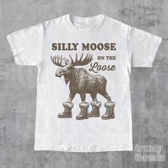 Silly Moose On The Loose Shirt, Funny Christmas Tee, Retro Holiday TShirt,