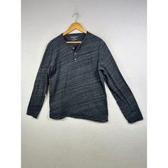 Banana Republic Henley Men Large Charcoal Gray Long Sleeve Cotton Vintage Shirt