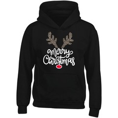LEOPARD RED Nose Merry Christmas Shirt Reindeer Lapland Xmas Sweatshirt 5092
