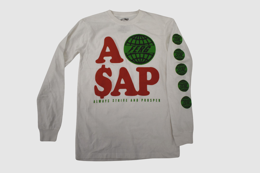 ASAP A$AP Ferg Mens Always Strive & Prosper White Long Sleeve Shirt New S, M, XL