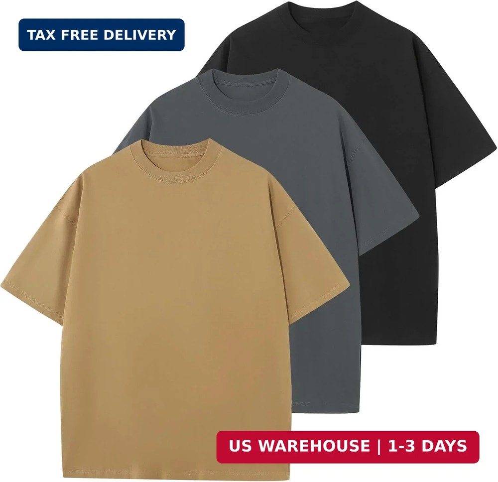 KEEPSHOWING Men’s Cotton T-Shirts Oversized Unisex Short Sleeve Crew Neck Loose