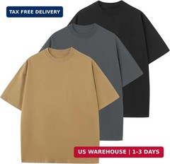 KEEPSHOWING Men’s Cotton T-Shirts Oversized Unisex Short Sleeve Crew Neck Loose