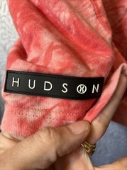 MENS SMALL HUDSON OUTERWEAR SHARK MOUTH TRIPPY PATCHES TYE DYE PINK SHIRT