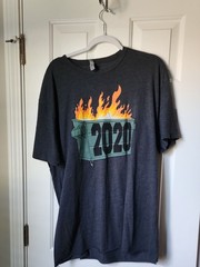 Next Level Apparel Charcoal Tee with Green Dumpster and Orange Flames