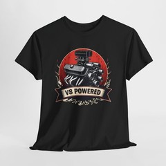 V8 Powered Muscle Engine T-Shirt Graphic Tee for Car Guys Gift