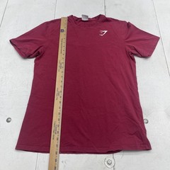 Gymshark Shirt Mens Medium Red Logo Tee Stretch Slim Fit Training Crewneck