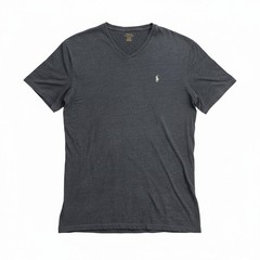 Polo Ralph Lauren Men’s XL V-Neck T-Shirt Grey Charcoal Marl Cotton Pony Logo