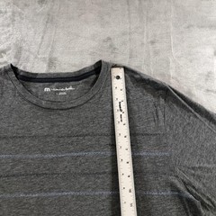 TravisMathew Shirt Mens Large Heather Gray Pima Crewneck Stripe Golf 1MT185
