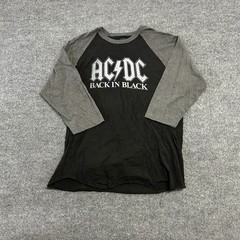 American Classics T-Shirt Mens Large Black Grey AC/DC Back In Black Raglan Band