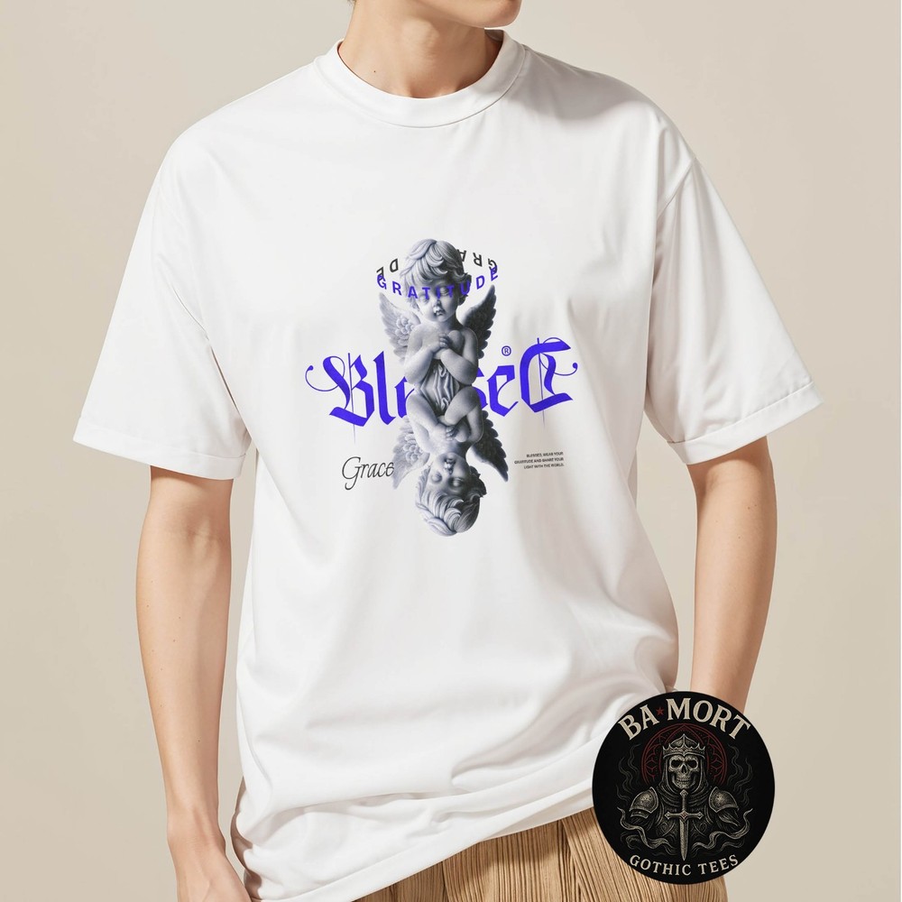 Blessed Angel Mirrored Cherub Streetwear T-Shirt