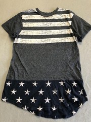 CSG Shirt Men’s Small Gray Stars and Stripe Curved Hem Tee