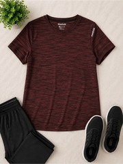 Reebok Men’s Heathered Burgundy Short Sleeve Tee