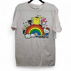 Hello Kitty and Friends Rainbow Graphic T-Shirt Pink Bioworld Mens Medium NEW