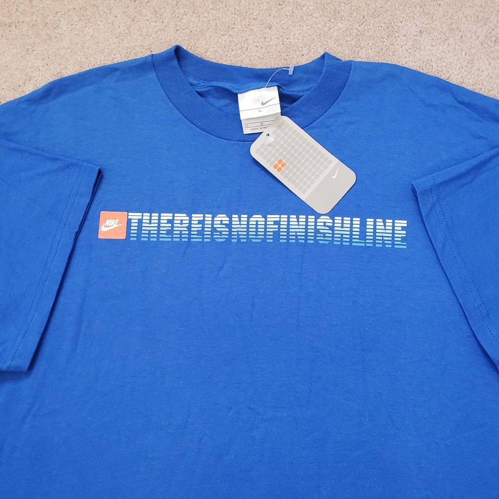 NWT Vintage Y2K Nike There Is No Finish Line Size Large Mens Royal Blue T-Shirt
