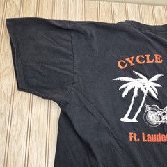 vtg 3D Emblem Shirt 2X Cycle Lab Ft. Lauderdale FL Biker Pin-Up Shirt Ass USA HD