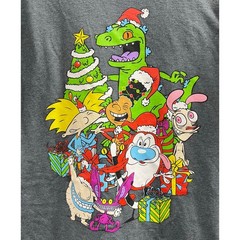 Christmas Holiday T-Shirt classic 90’s cartoon characters Men’s tee sz M