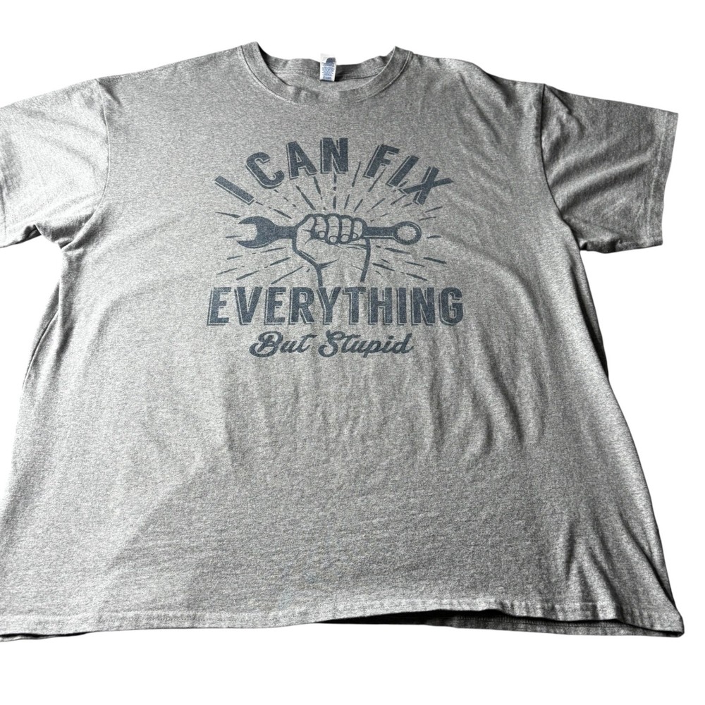 Brisco Brands Mens Gray I Can Fix Everything Graphic T-Shirt 2XL