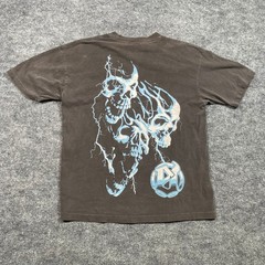 Evil Vice Mens Skull Lightning Graphic T-Shirt Faded Black Size L Made in USA