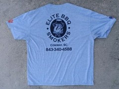 ELITE BBQ Smokers Mens XL T SHIRT Gildan Gray Very Good 48 Chest Measured