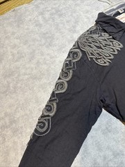 Gypsy 05 Embroidered Black Pullover Button Long Sleeve Small Made In USA-919