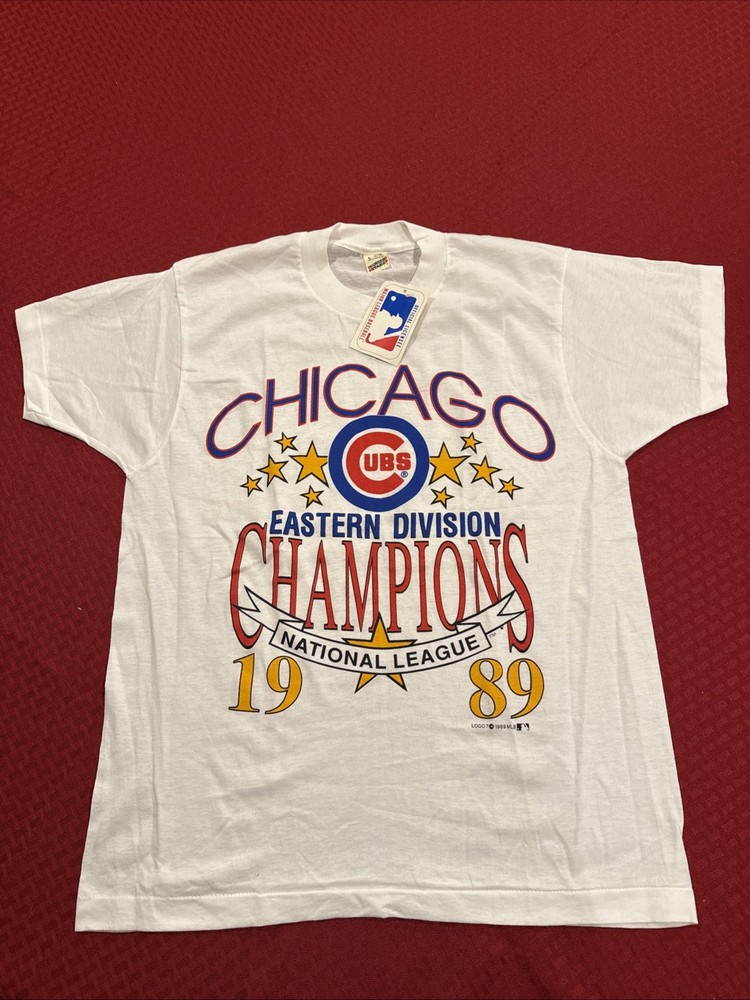 VTG 1989 Logo 7 Chicago Cubs Eastern Div Champs Single Stitch Tee L USA/with Tag