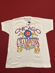 VTG 1989 Logo 7 Chicago Cubs Eastern Div Champs Single Stitch Tee L USA/with Tag