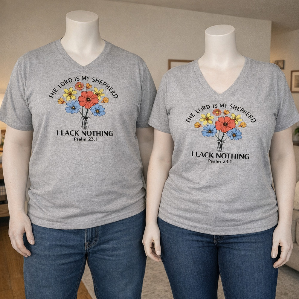 Cyberwear Spiritual T-Shirt Strechable “The Lord is my Shepherd, I lack Nothing”