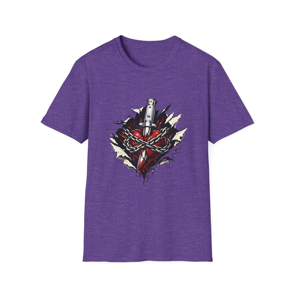 Chained Heart Switchblade Breakout Dark Gothic Street Unisex Softstyle T-Shirt