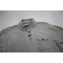 Lucky Brand Henley Shirt Mens Large Gray Excellent Mock Neck Button Pocket