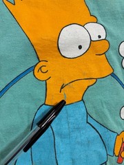 VTG Bart Simpson T Shirt 1990 Original L RARE Light Blue Single Stitch GROSS MAN