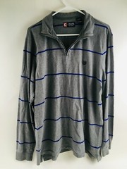 Chaps Polo Shirt Men’s Size XL Long Sleeve Striped Logo Pullover Cotton 1/4 Zip