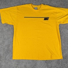 Vtg Nike Shirt Mens XL Yellow Embroidered Spellout Y2K Sports Silver Tag 2003