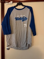 Sport-Tek Fort Wayne Metals Raglan Baseball Tee Shirt Gray Blue 2XL
